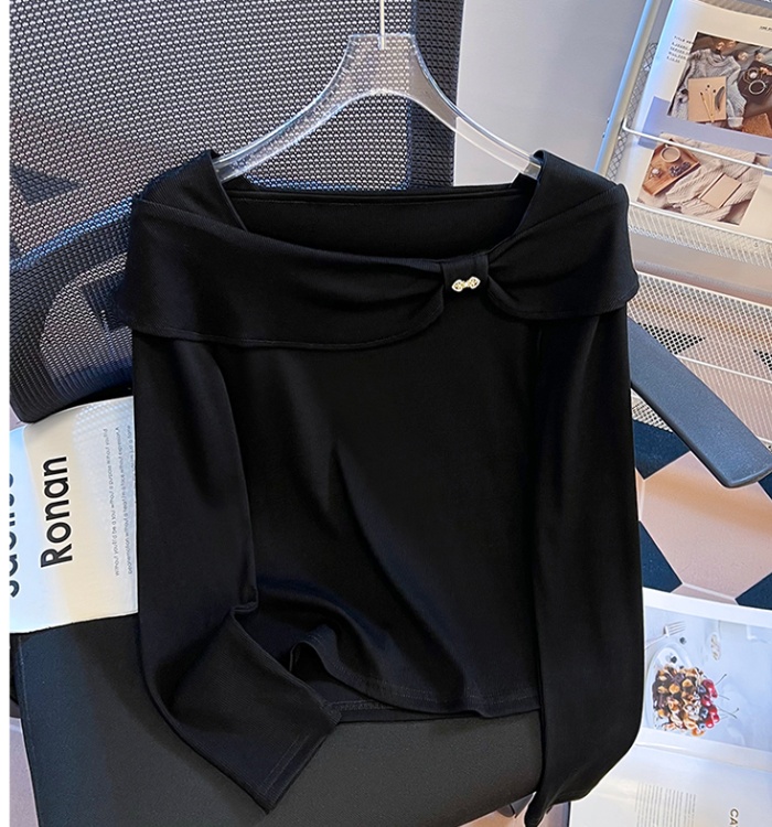 Bottoming simple slim tops autumn niche T-shirt for women