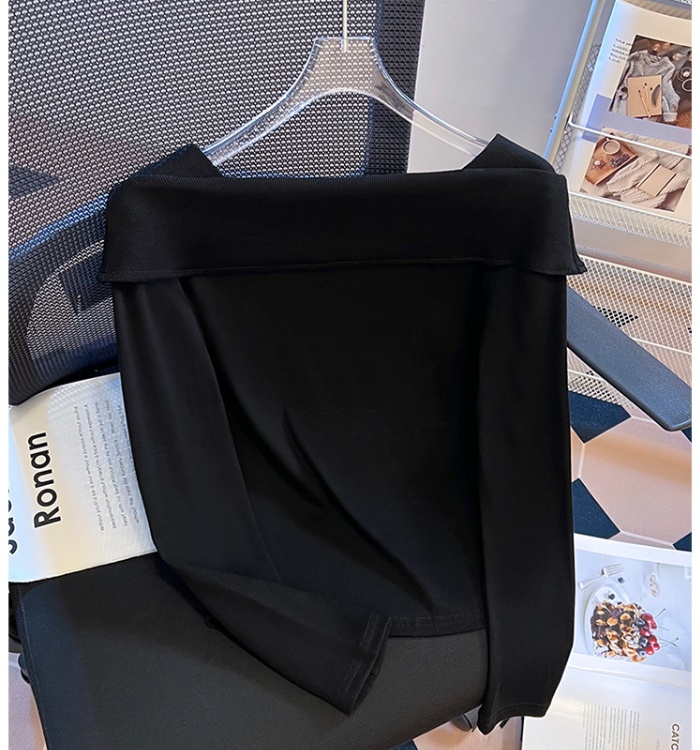 Bottoming simple slim tops autumn niche T-shirt for women