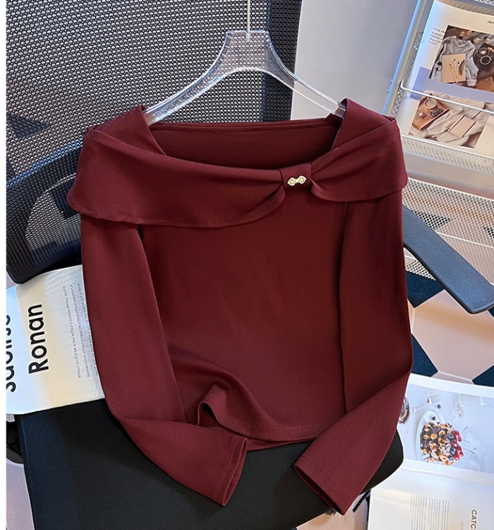 Bottoming simple slim tops autumn niche T-shirt for women