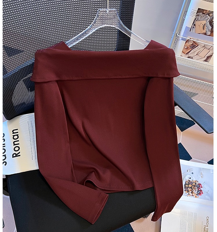 Bottoming simple slim tops autumn niche T-shirt for women