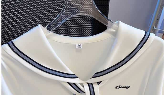 White V-neck shawl navy collar unique tops for women