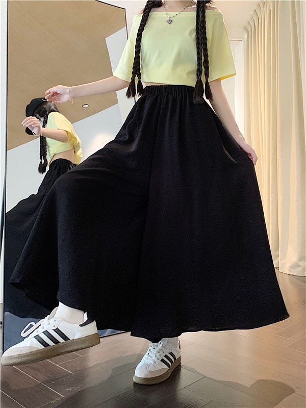 A-line fat long wide leg pants autumn fold skirt