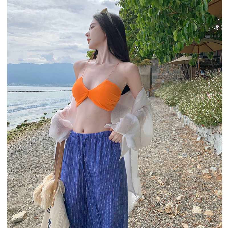 Vacation smock wide leg pants 3pcs set for women