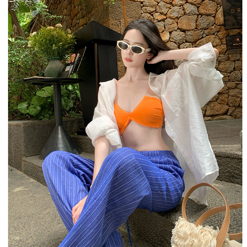 Vacation smock wide leg pants 3pcs set for women