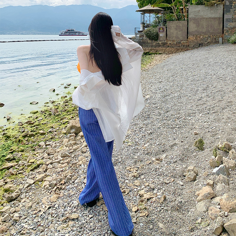 Vacation smock wide leg pants 3pcs set for women