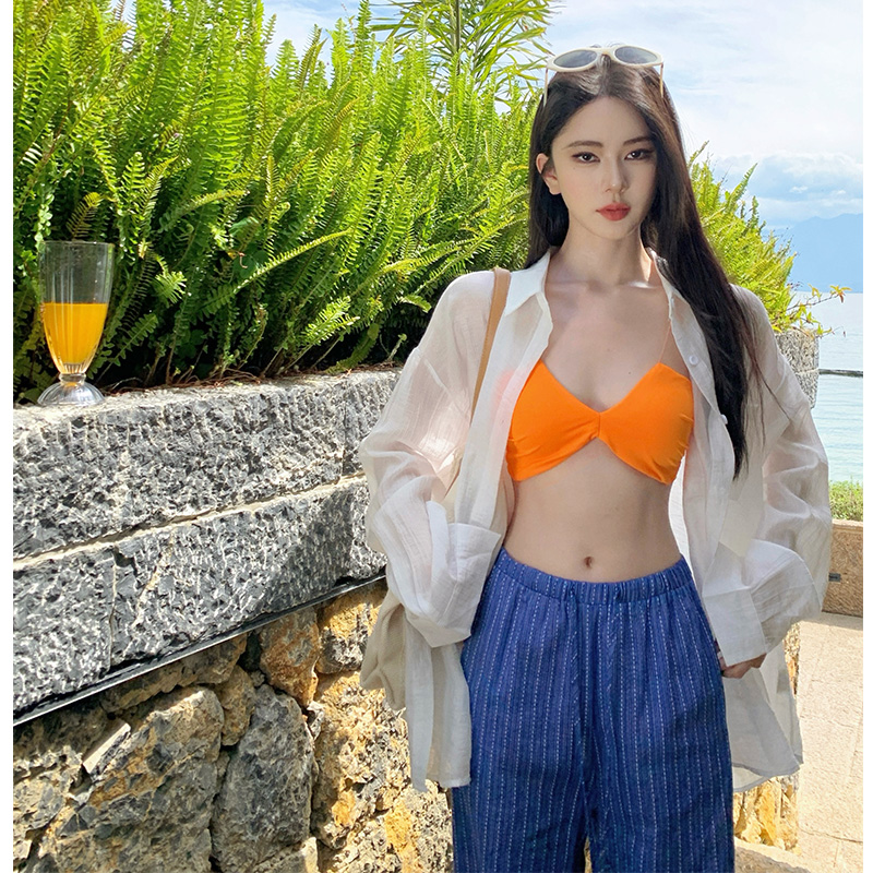 Vacation smock wide leg pants 3pcs set for women