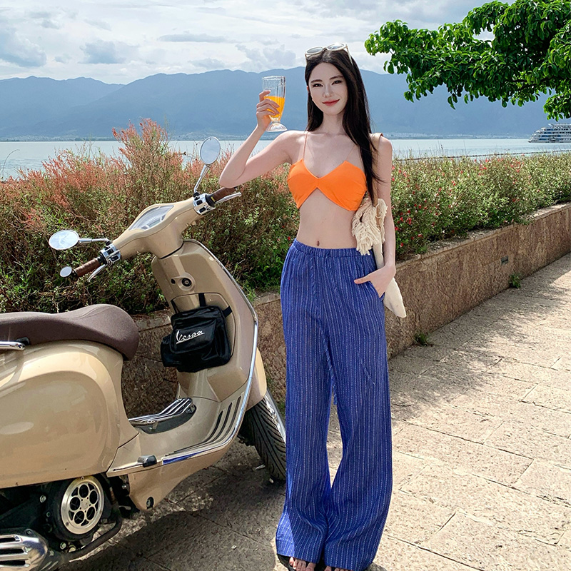 Vacation smock wide leg pants 3pcs set for women
