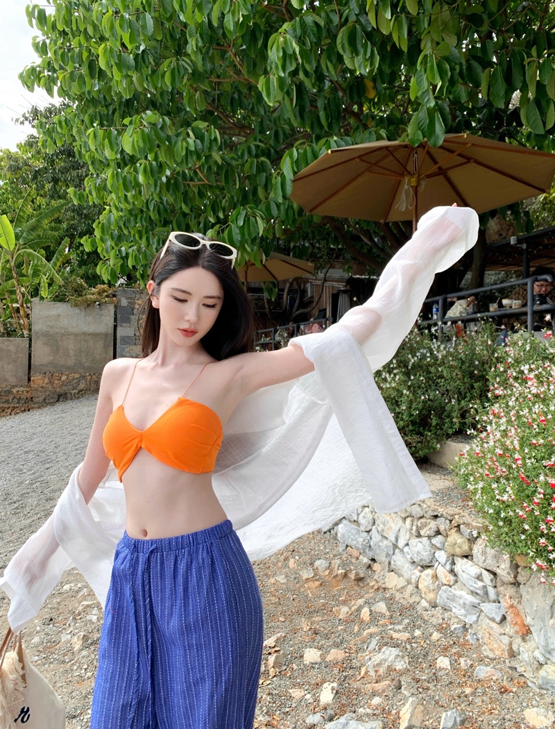 Vacation smock wide leg pants 3pcs set for women