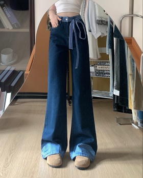 Loose slim bow jeans mopping wide leg pants