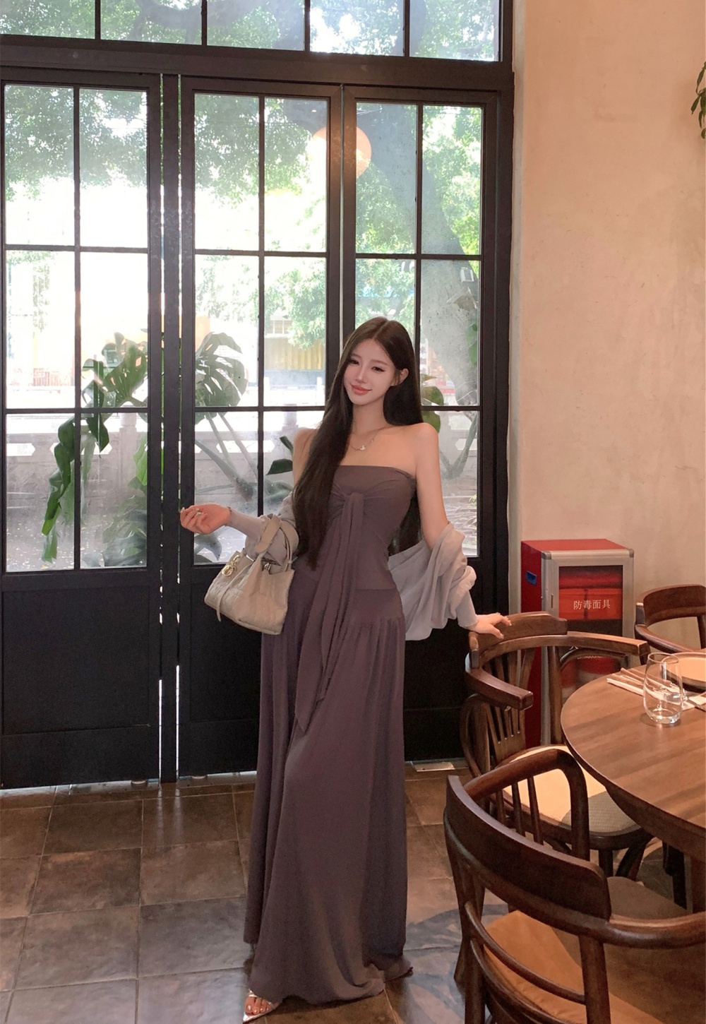 Wrapped chest Korean style skirt beauty shawl a set