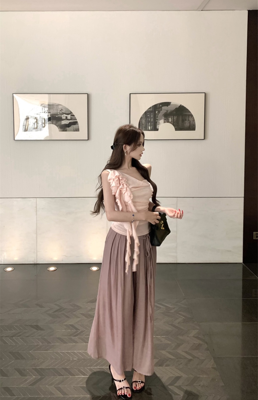 Short sleeve T-shirt culottes 2pcs set for women