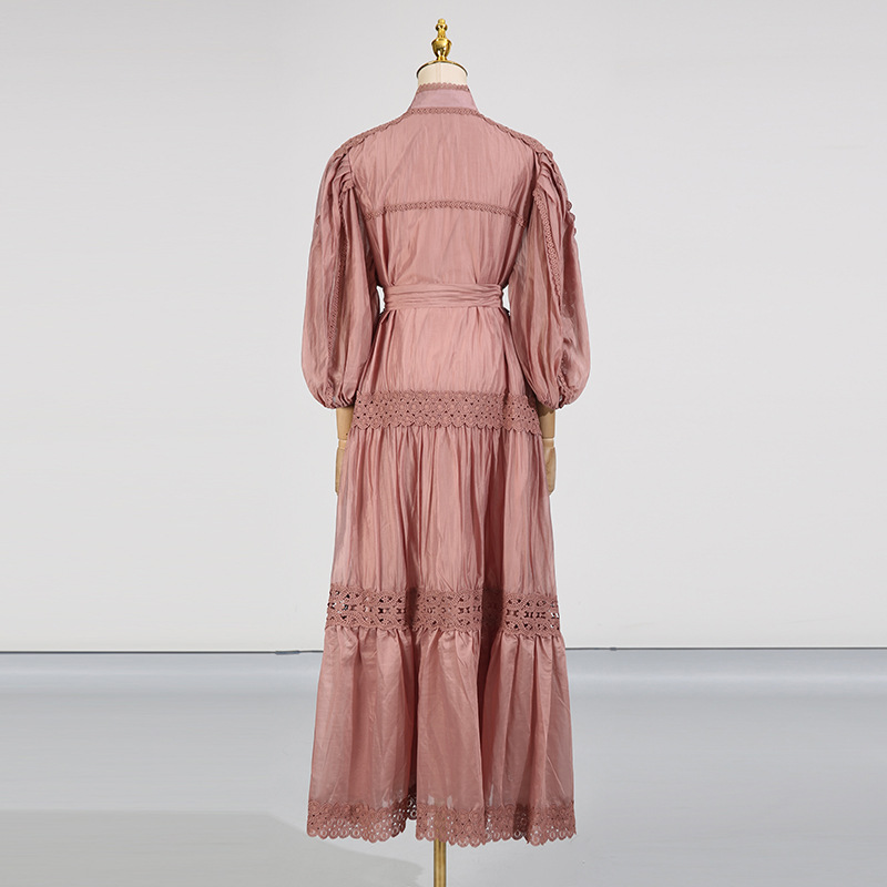 Single-breasted temperament dress big skirt long dress