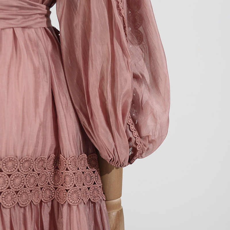 Single-breasted temperament dress big skirt long dress