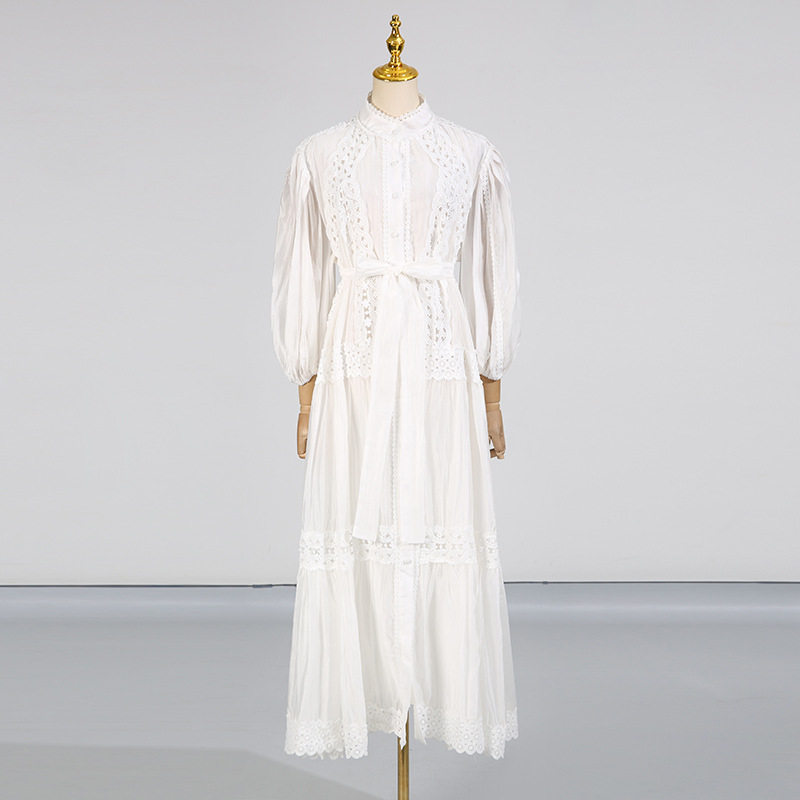 Single-breasted temperament dress big skirt long dress