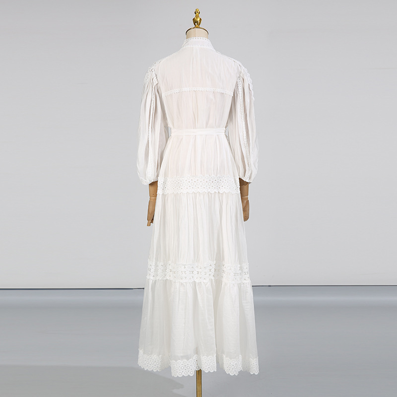 Single-breasted temperament dress big skirt long dress