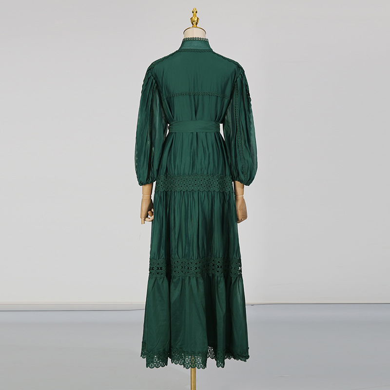 Single-breasted temperament dress big skirt long dress