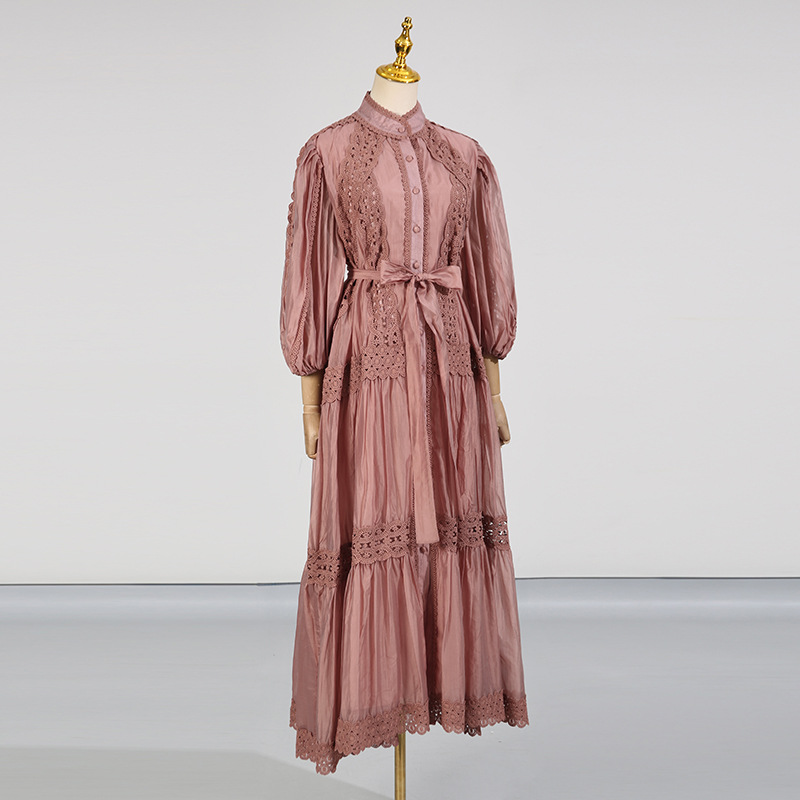Single-breasted temperament dress big skirt long dress