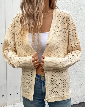 All-match autumn fresh cardigan hollow pure sweater