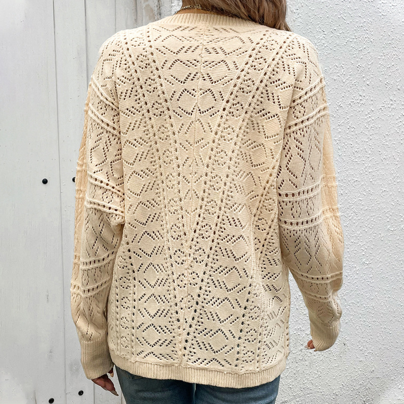 All-match autumn fresh cardigan hollow pure sweater