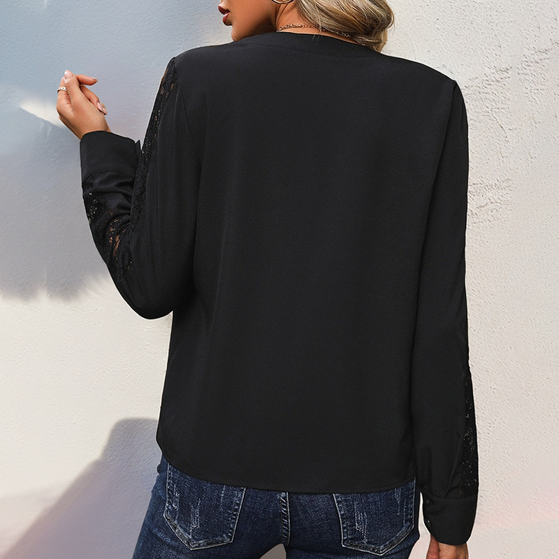 Loose long sleeve elegant temperament splice shirt