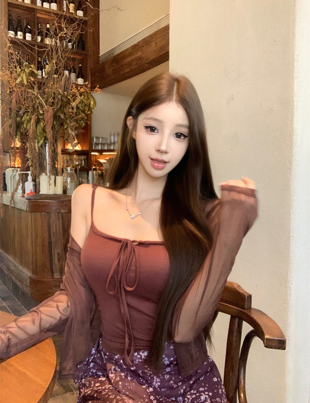 Long sleeve cardigan thin skirt 3pcs set for women