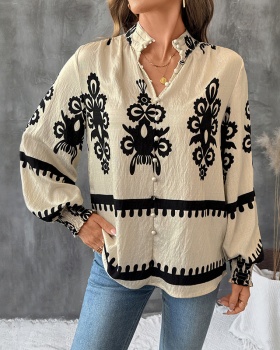 Cstand collar cardigans retro national style shirt