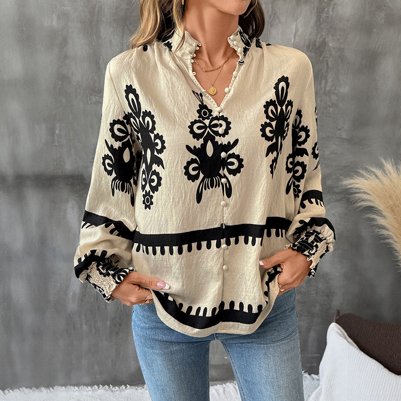 Cstand collar cardigans retro national style shirt