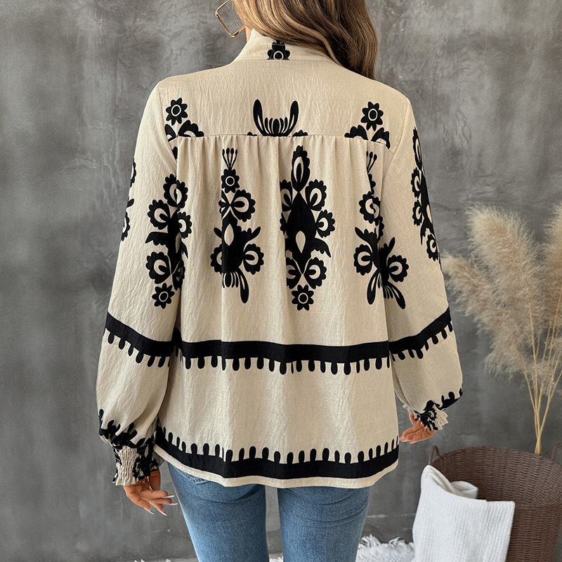 Cstand collar cardigans retro national style shirt