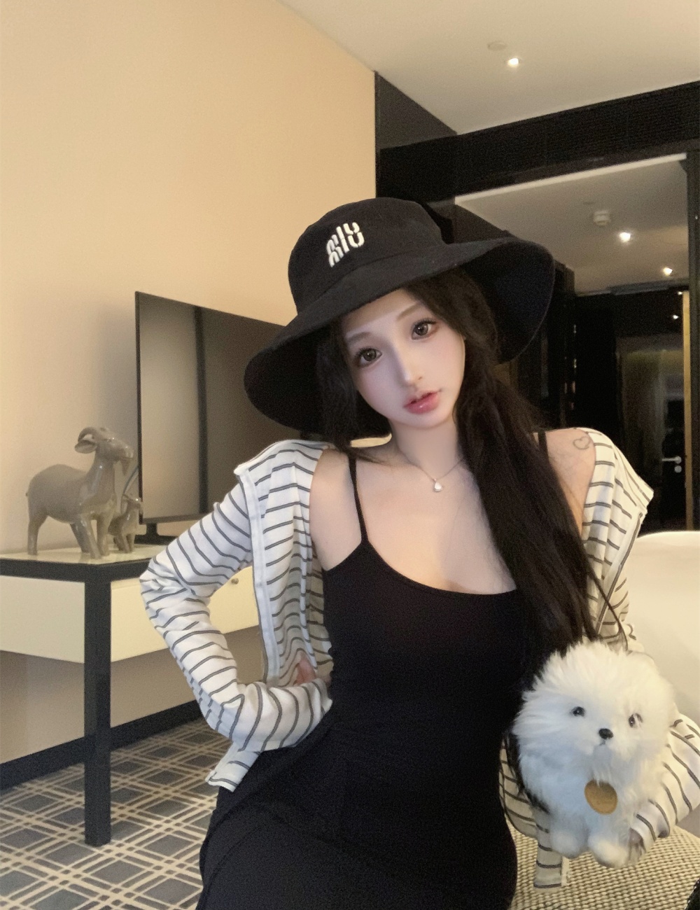 Long sleeve cardigan bandage strap dress a set