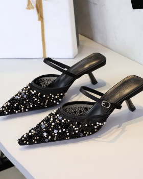 Temperament pointed sequins hollow shoes for women