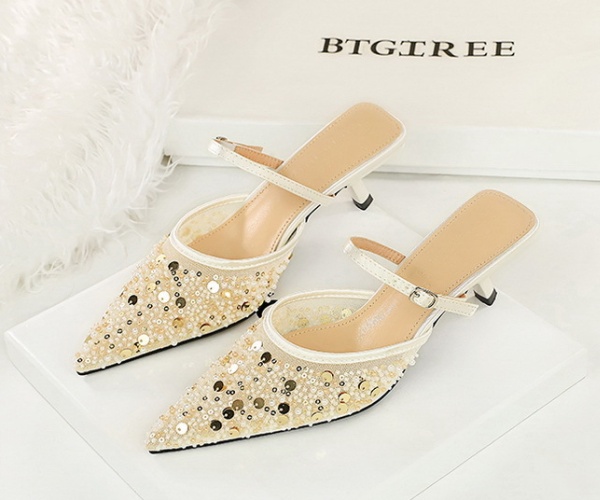 Temperament pointed sequins hollow shoes for women