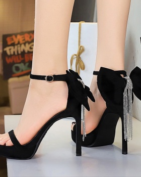 Open toe bow sandals rhinestone leopard platform for women