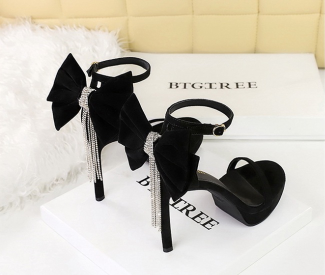 Open toe bow sandals rhinestone leopard platform for women