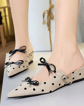 All-match polka dot slippers cozy wears outside lazy shoes