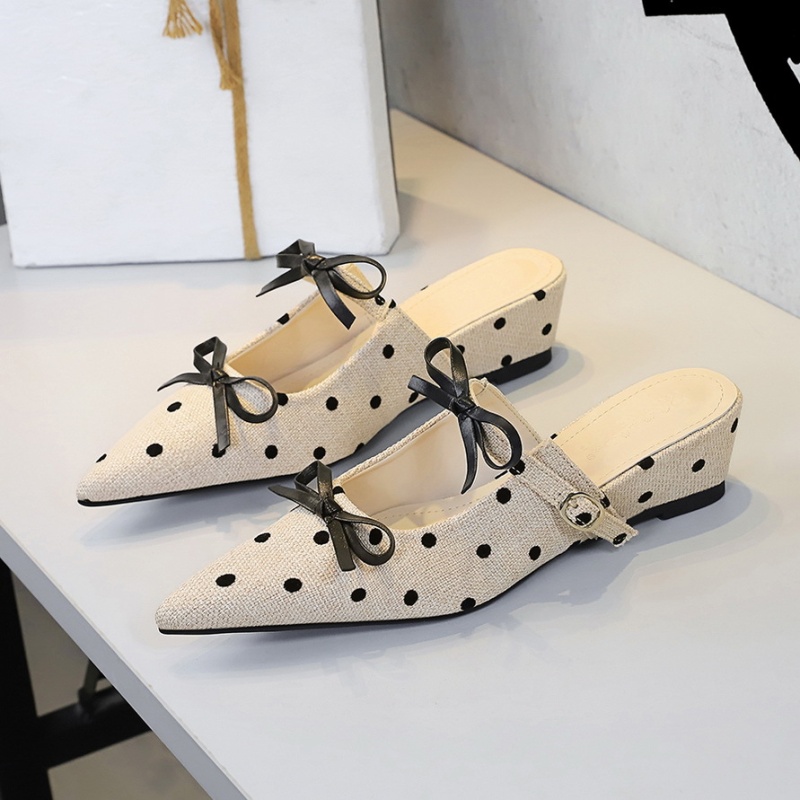 All-match polka dot slippers cozy wears outside lazy shoes