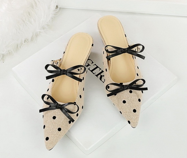 All-match polka dot slippers cozy wears outside lazy shoes