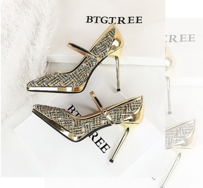 Banquet low high-heeled shoes pointed shoes for women
