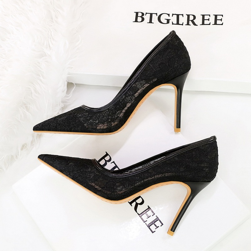 European style gauze high-heeled shoes sexy fine-root shoes