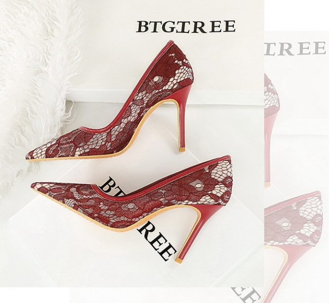 European style gauze high-heeled shoes sexy fine-root shoes