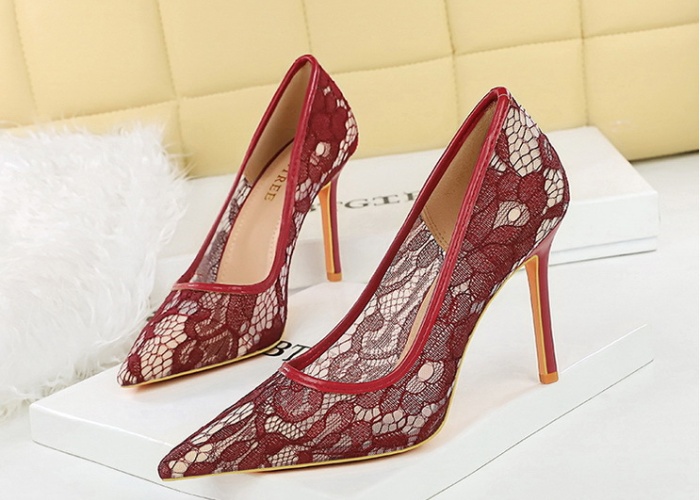 European style gauze high-heeled shoes sexy fine-root shoes