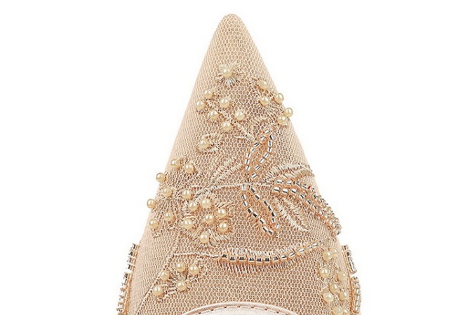 European style pointed lace hollow slippers for women
