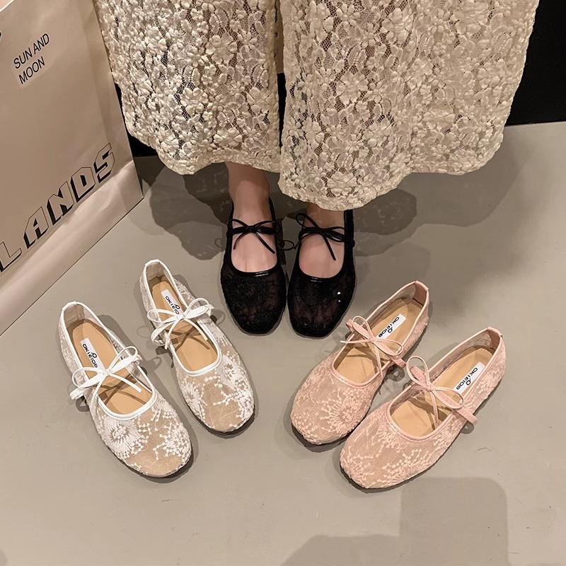 Low retro flattie France style lazy shoes