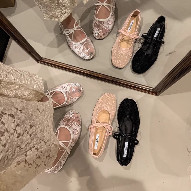 Low retro flattie France style lazy shoes