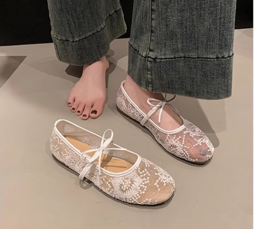 Low retro flattie France style lazy shoes