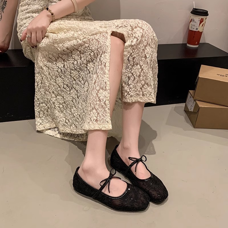 Low retro flattie France style lazy shoes