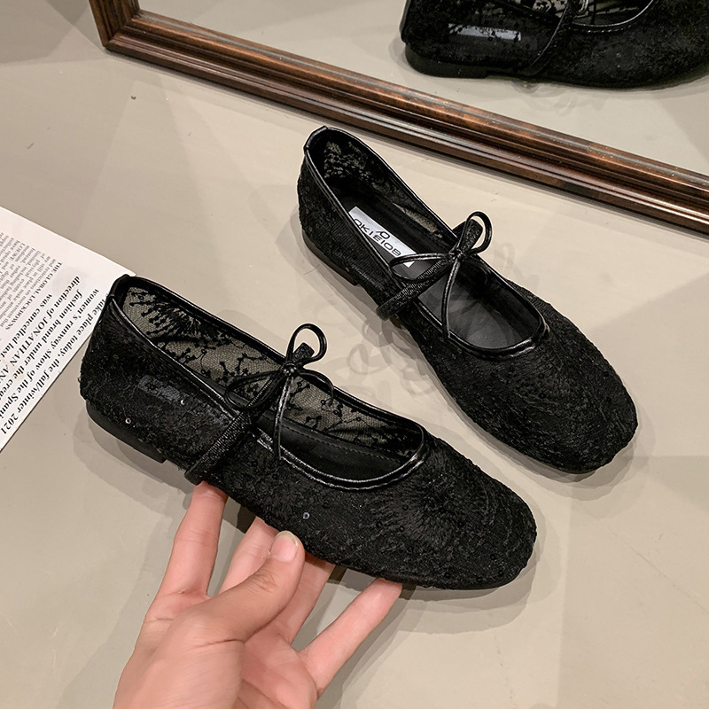 Low retro flattie France style lazy shoes