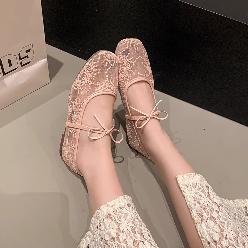 Low retro flattie France style lazy shoes