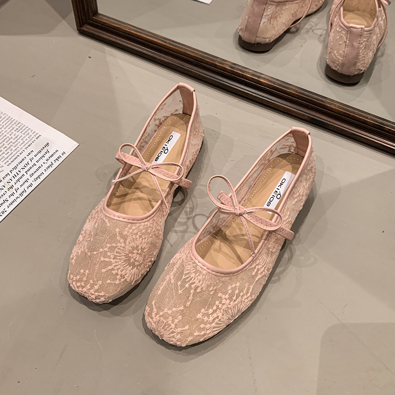 Low retro flattie France style lazy shoes