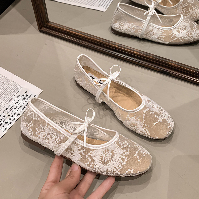 Low retro flattie France style lazy shoes