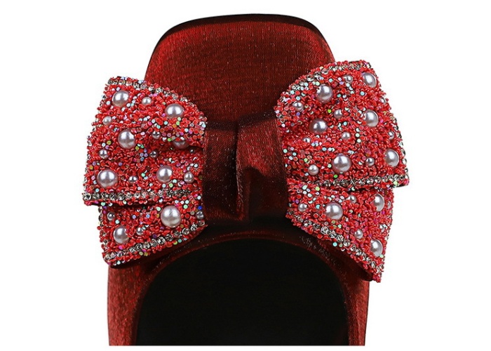 Banquet satin thick Korean style low shoes for women